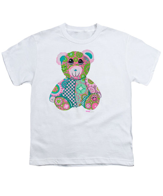 Geartopia GEAR BEAR Hope Original Handpainted PoP Art Teddy Bear Painting Nursery Art MeganAroon - Youth T-Shirt