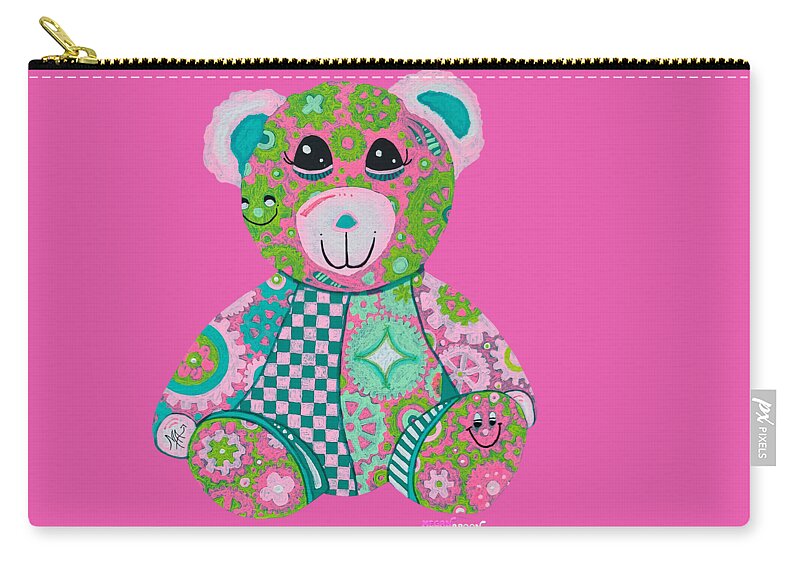 Geartopia GEAR BEAR Hope Original Handpainted PoP Art Teddy Bear Painting Nursery Art MeganAroon - Zip Pouch