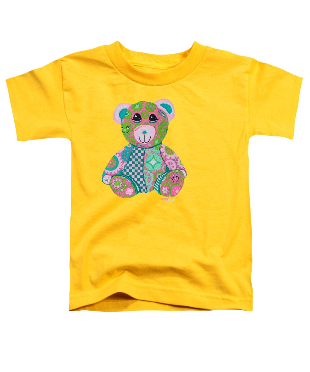 Geartopia GEAR BEAR Hope Original Handpainted PoP Art Teddy Bear Painting Nursery Art MeganAroon - Toddler T-Shirt