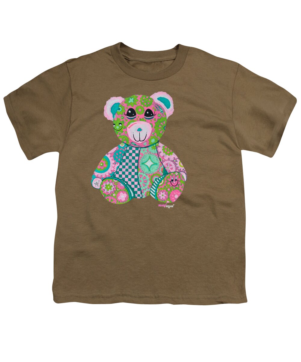 Geartopia GEAR BEAR Hope Original Handpainted PoP Art Teddy Bear Painting Nursery Art MeganAroon - Youth T-Shirt