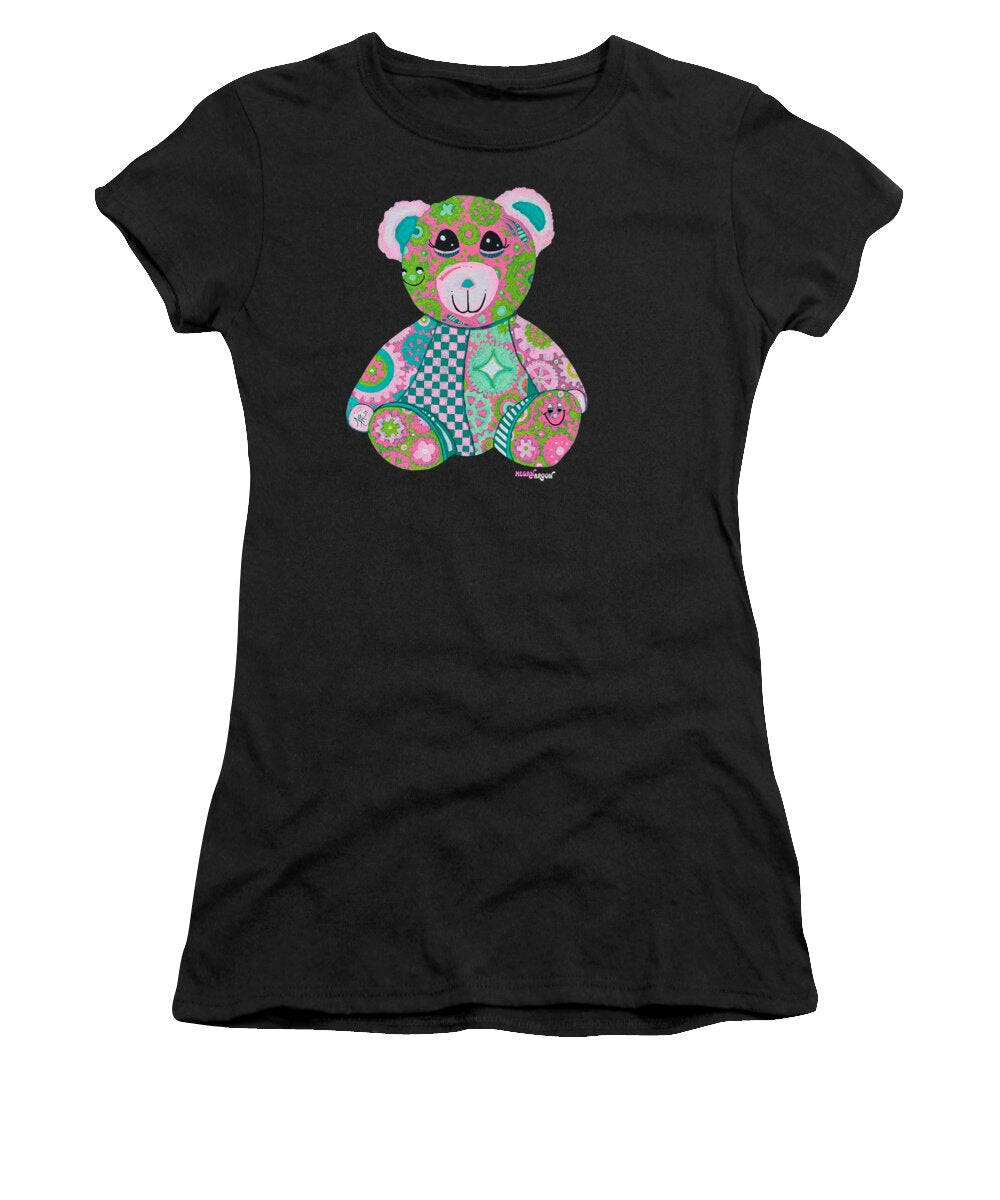 Geartopia GEAR BEAR Hope Original Handpainted PoP Art Teddy Bear Painting Nursery Art MeganAroon - Women's T-Shirt