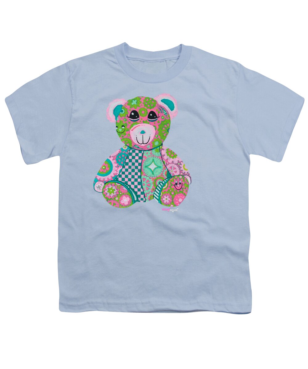 Geartopia GEAR BEAR Hope Original Handpainted PoP Art Teddy Bear Painting Nursery Art MeganAroon - Youth T-Shirt