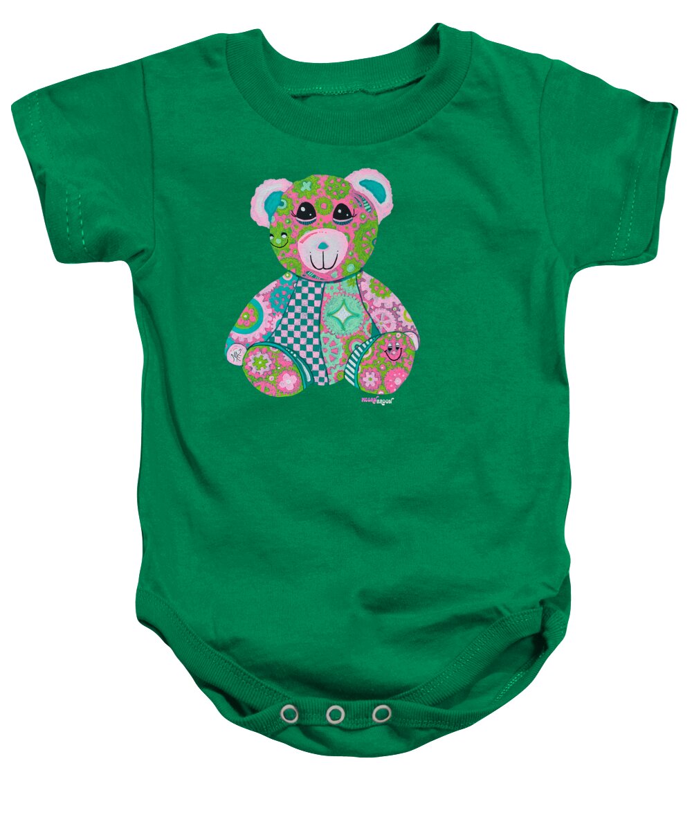 Geartopia GEAR BEAR Hope Original Handpainted PoP Art Teddy Bear Painting Nursery Art MeganAroon - Baby Onesie