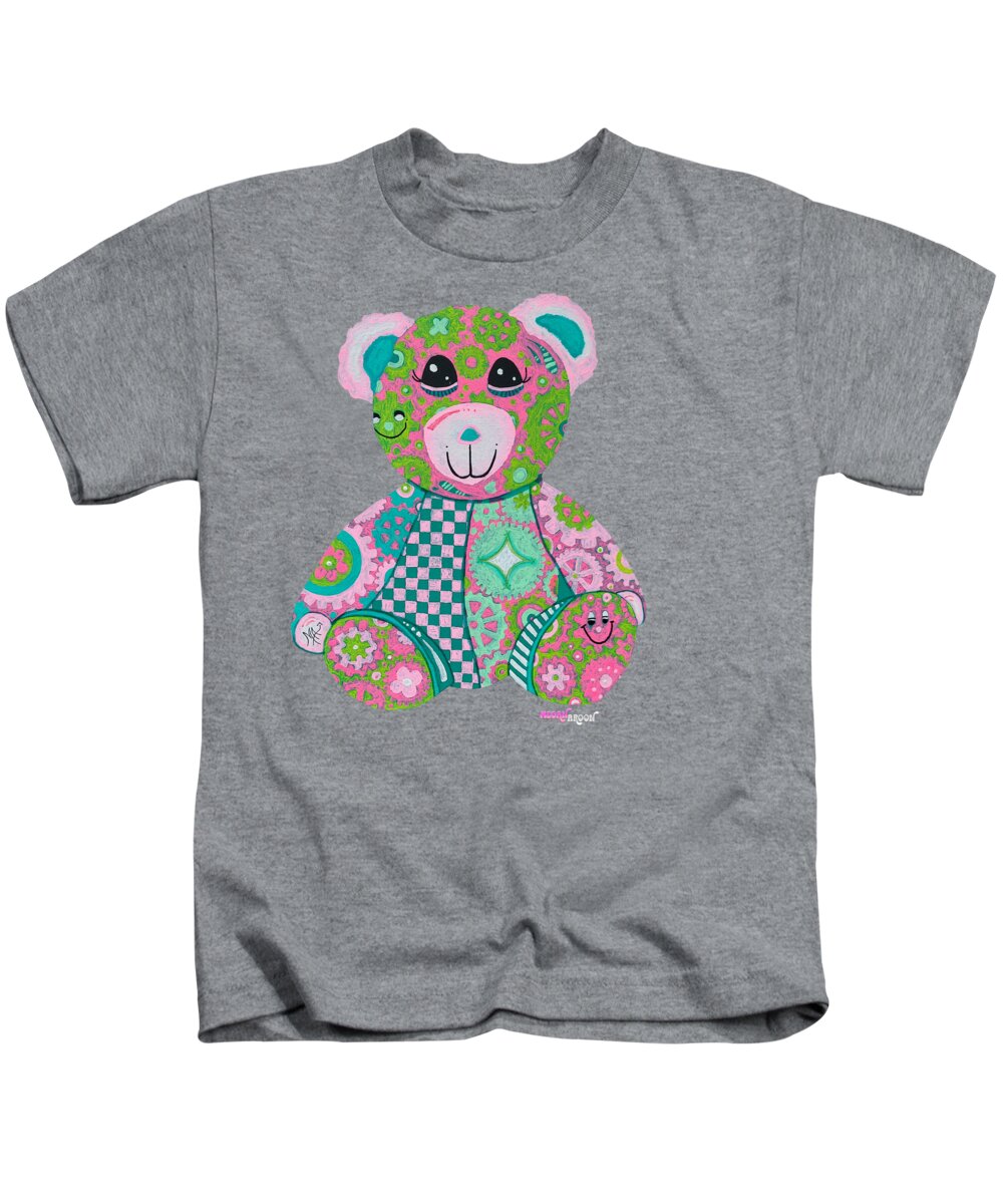 Geartopia GEAR BEAR Hope Original Handpainted PoP Art Teddy Bear Painting Nursery Art MeganAroon - Kids T-Shirt