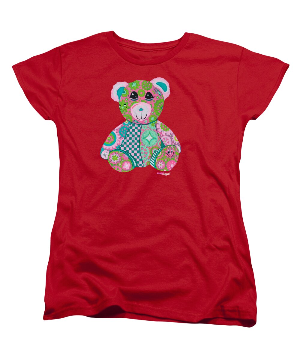 Geartopia GEAR BEAR Hope Original Handpainted PoP Art Teddy Bear Painting Nursery Art MeganAroon - Women's T-Shirt (Standard Fit)