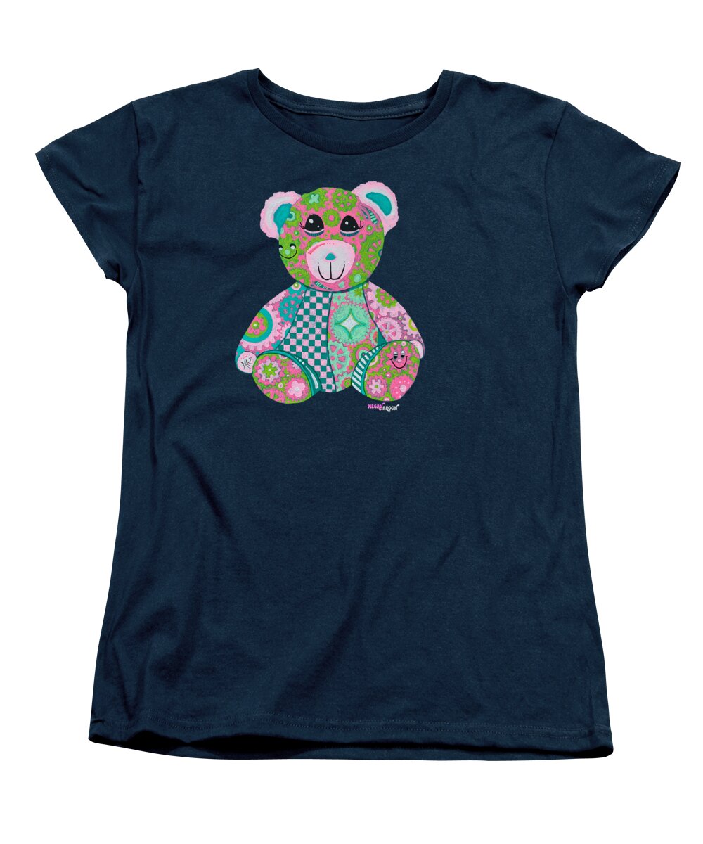 Geartopia GEAR BEAR Hope Original Handpainted PoP Art Teddy Bear Painting Nursery Art MeganAroon - Women's T-Shirt (Standard Fit)