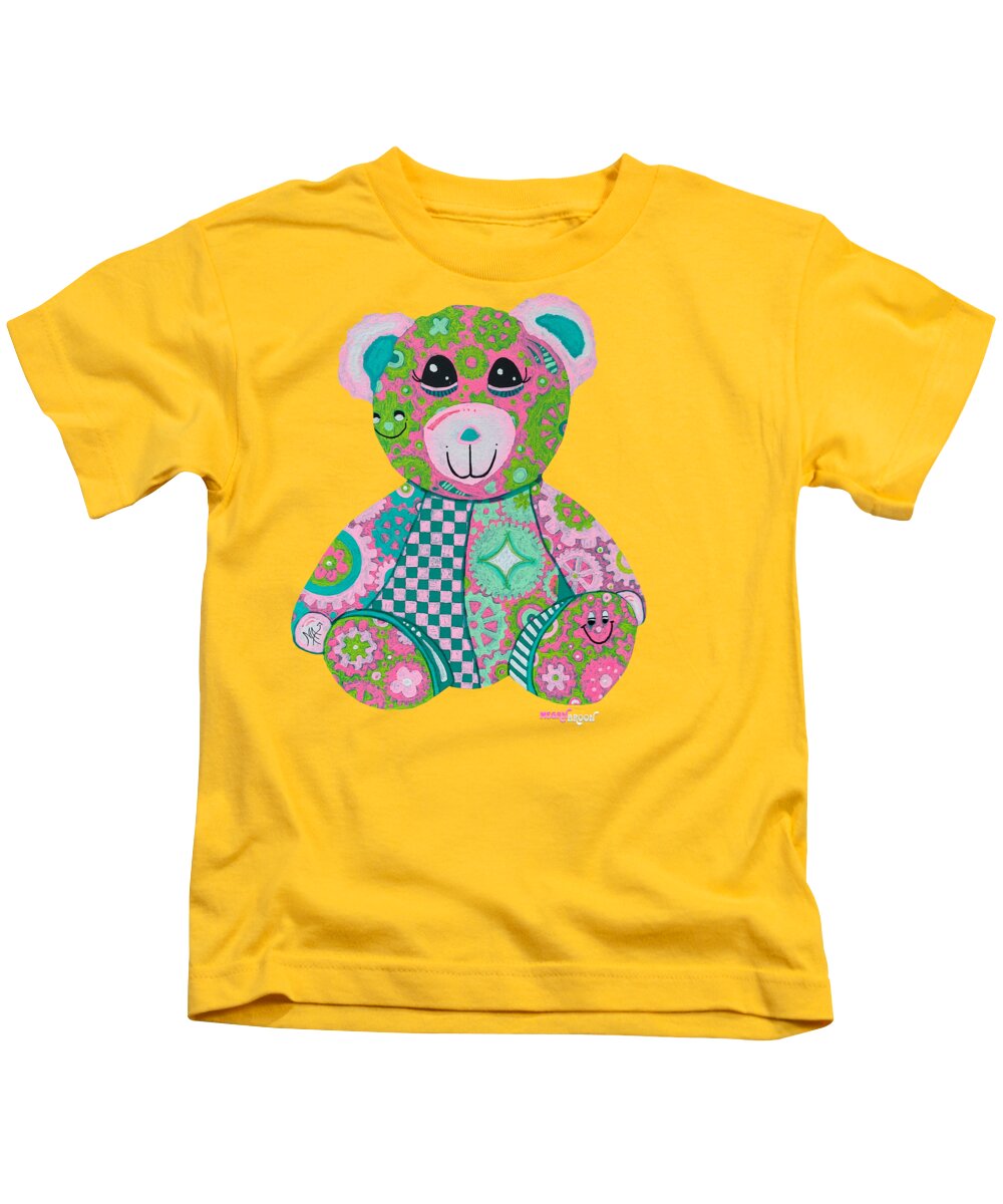 Geartopia GEAR BEAR Hope Original Handpainted PoP Art Teddy Bear Painting Nursery Art MeganAroon - Kids T-Shirt