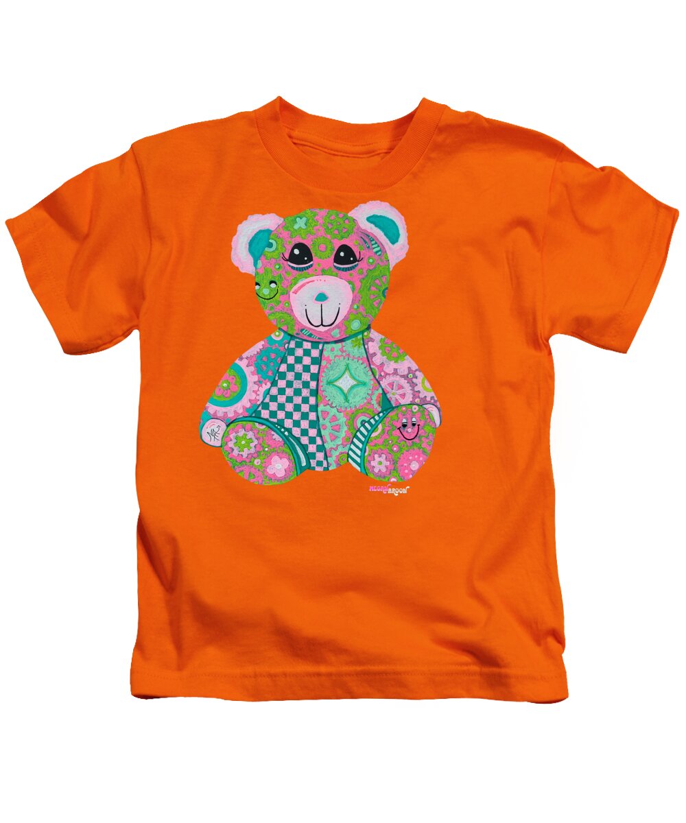 Geartopia GEAR BEAR Hope Original Handpainted PoP Art Teddy Bear Painting Nursery Art MeganAroon - Kids T-Shirt