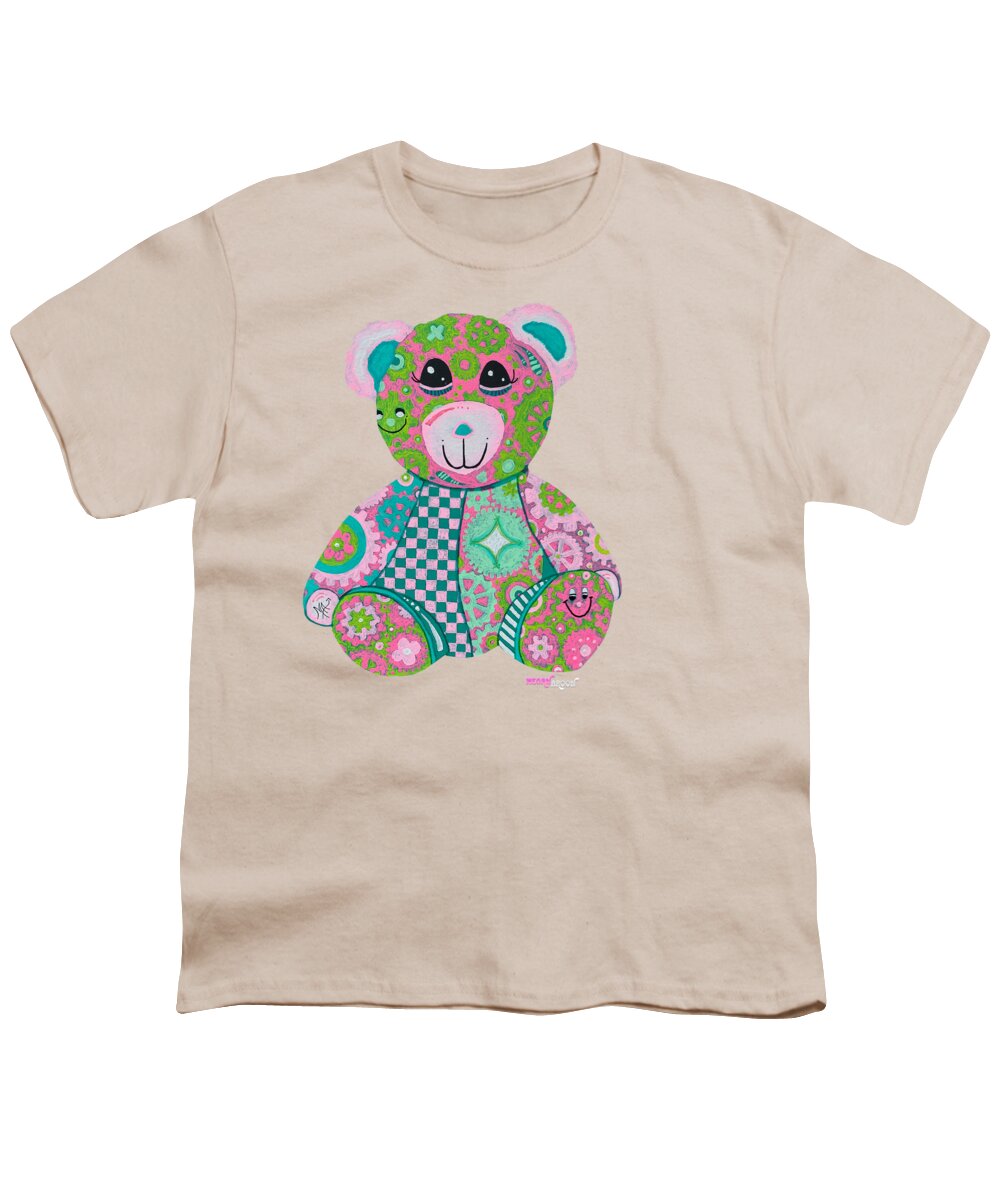 Geartopia GEAR BEAR Hope Original Handpainted PoP Art Teddy Bear Painting Nursery Art MeganAroon - Youth T-Shirt