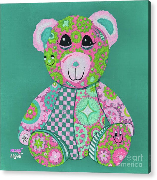 Geartopia GEAR BEAR Hope Original Handpainted PoP Art Teddy Bear Painting Nursery Art MeganAroon - Acrylic Print