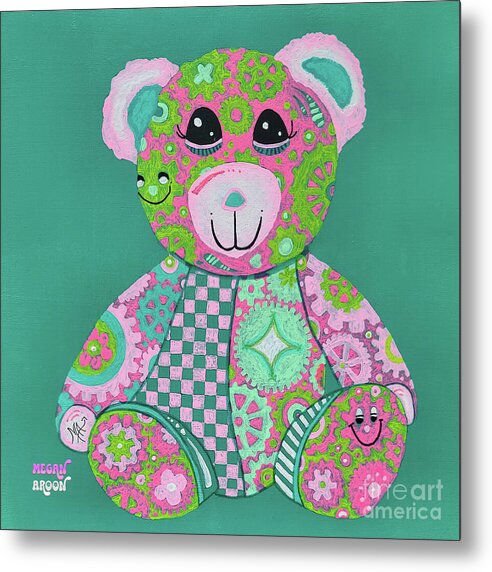 Geartopia GEAR BEAR Hope Original Handpainted PoP Art Teddy Bear Painting Nursery Art MeganAroon - Metal Print