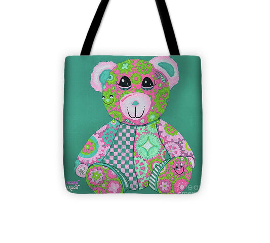 Geartopia GEAR BEAR Hope Original Handpainted PoP Art Teddy Bear Painting Nursery Art MeganAroon - Tote Bag