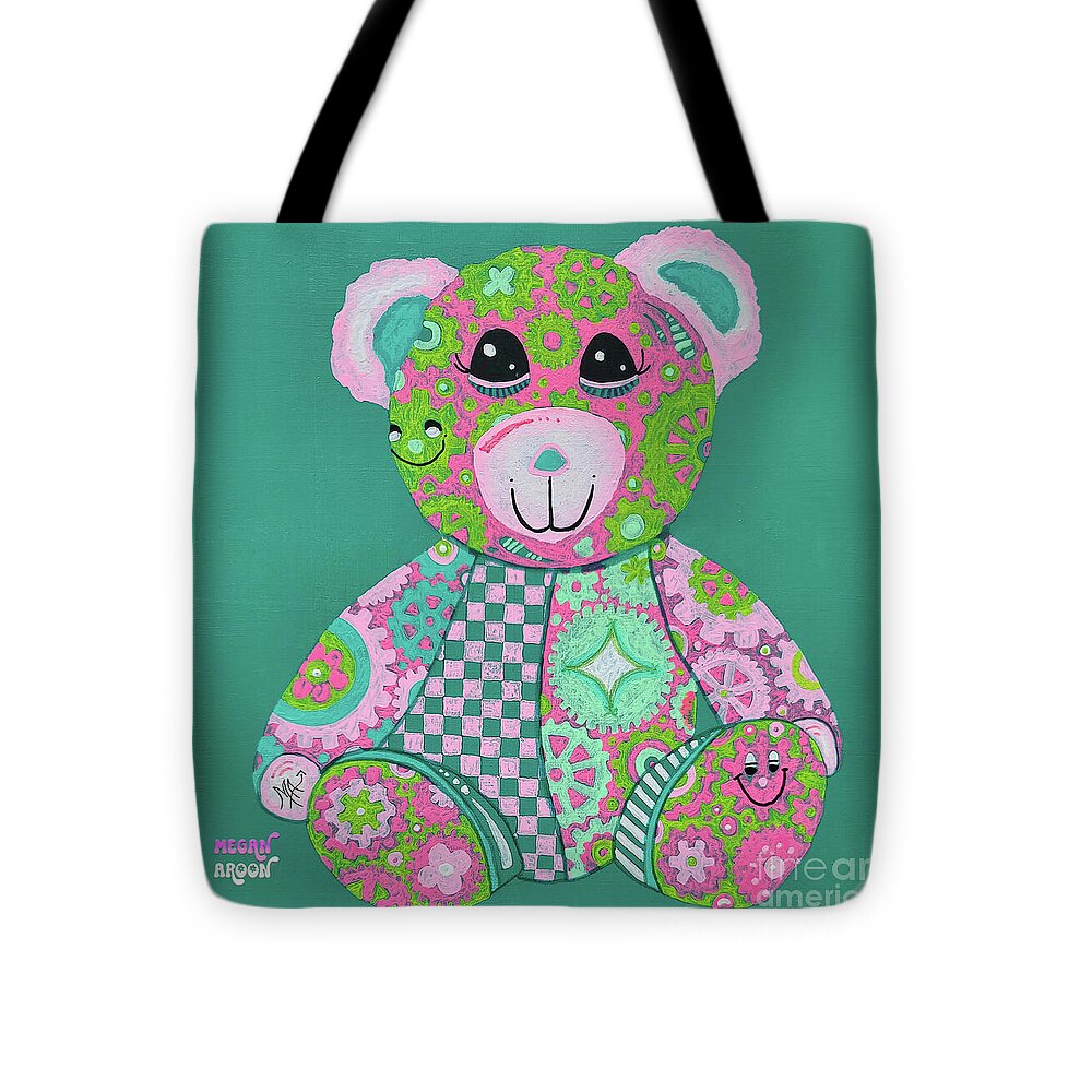 Geartopia GEAR BEAR Hope Original Handpainted PoP Art Teddy Bear Painting Nursery Art MeganAroon - Tote Bag