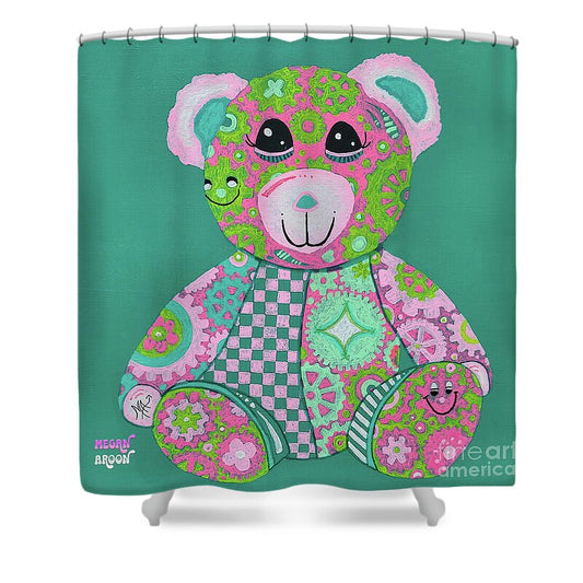 Geartopia GEAR BEAR Hope Original Handpainted PoP Art Teddy Bear Painting Nursery Art MeganAroon - Shower Curtain