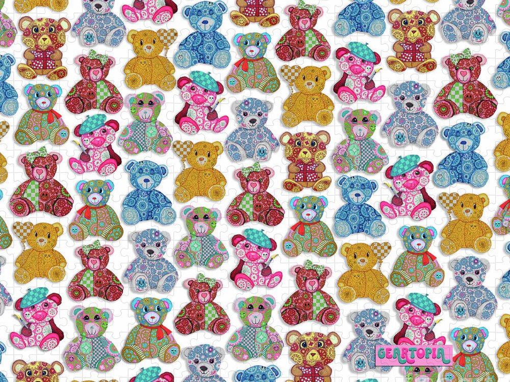 Geartopia GEAR BEARS Teddy Bear Pattern Art Design by MeganAroon - Puzzle