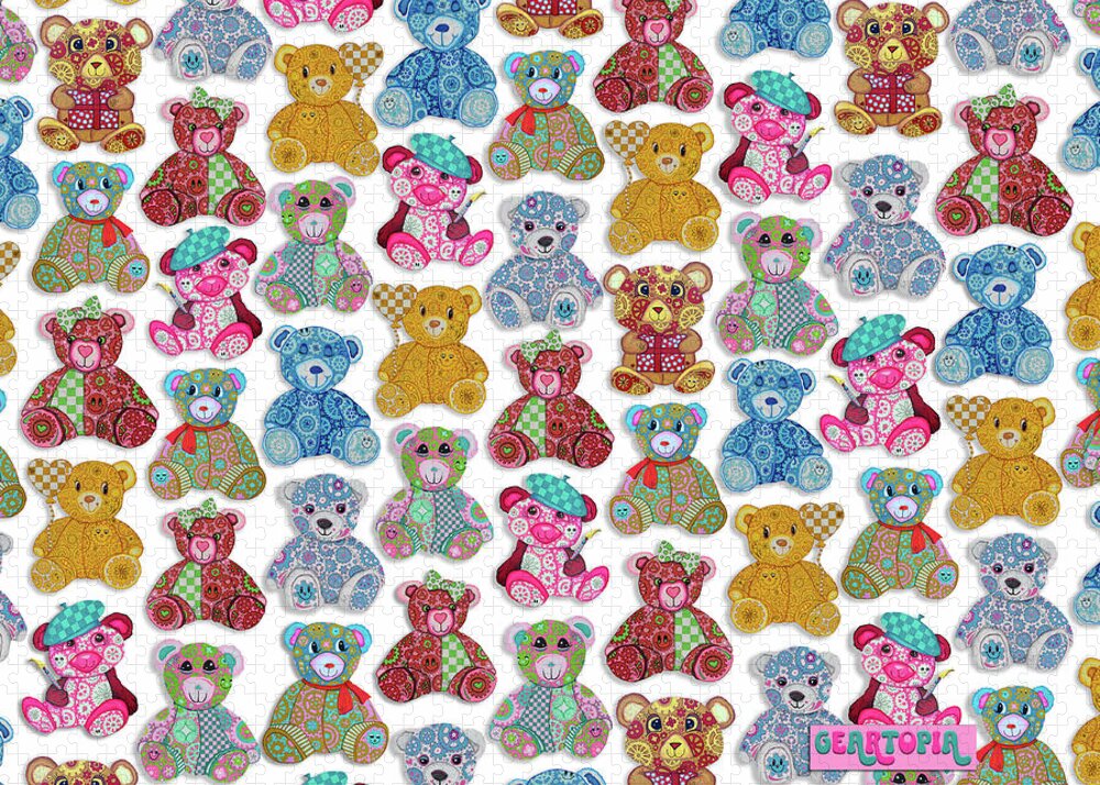 Geartopia GEAR BEARS Teddy Bear Pattern Art Design by MeganAroon - Puzzle