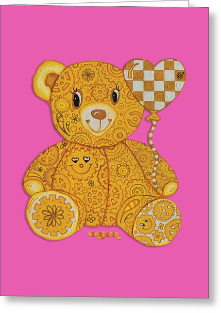 Geartopia Happy GEAR BEAR Nursery Art Teddy Bear Painting Art for Kids by MeganAroon - Greeting Card