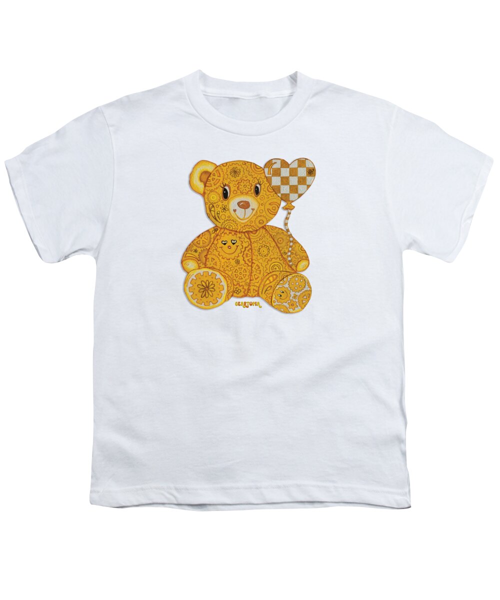 Geartopia Happy GEAR BEAR Nursery Art Teddy Bear Painting Art for Kids by MeganAroon - Youth T-Shirt