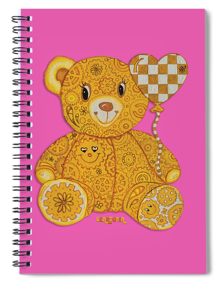 Geartopia Happy GEAR BEAR Nursery Art Teddy Bear Painting Art for Kids by MeganAroon - Spiral Notebook