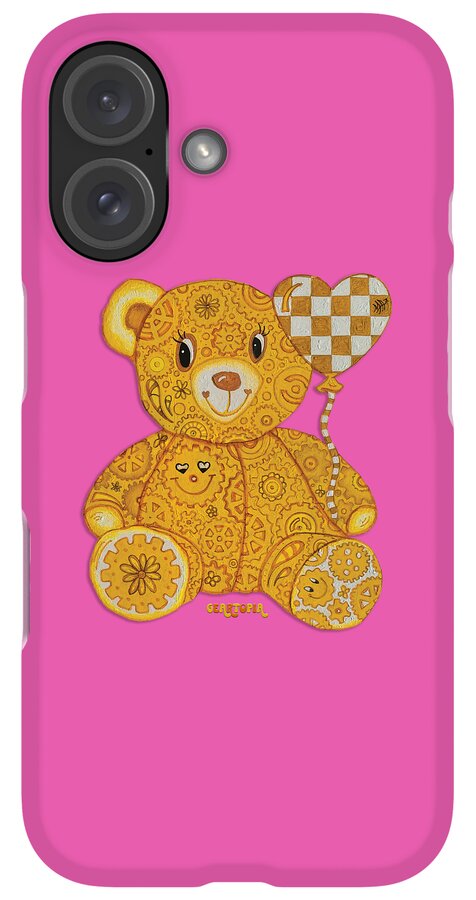 Geartopia Happy GEAR BEAR Nursery Art Teddy Bear Painting Art for Kids by MeganAroon - Phone Case