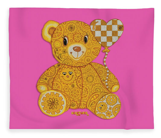 Geartopia Happy GEAR BEAR Nursery Art Teddy Bear Painting Art for Kids by MeganAroon - Blanket