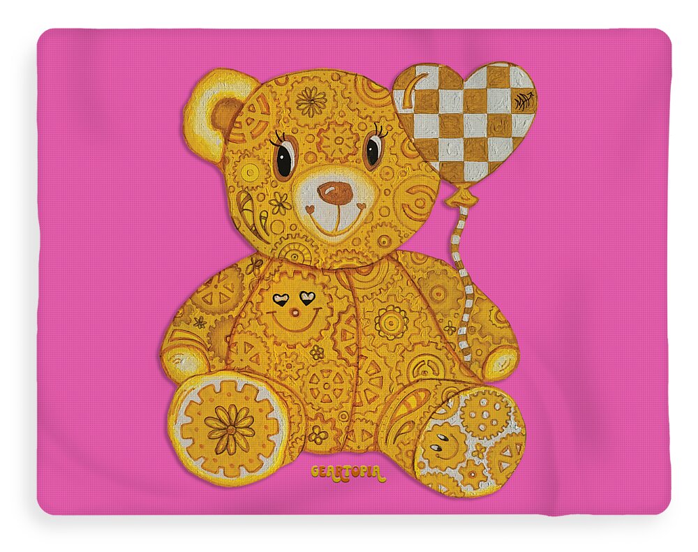 Geartopia Happy GEAR BEAR Nursery Art Teddy Bear Painting Art for Kids by MeganAroon - Blanket