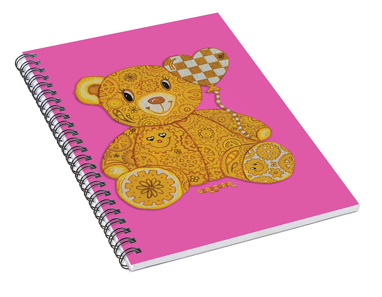 Geartopia Happy GEAR BEAR Nursery Art Teddy Bear Painting Art for Kids by MeganAroon - Spiral Notebook