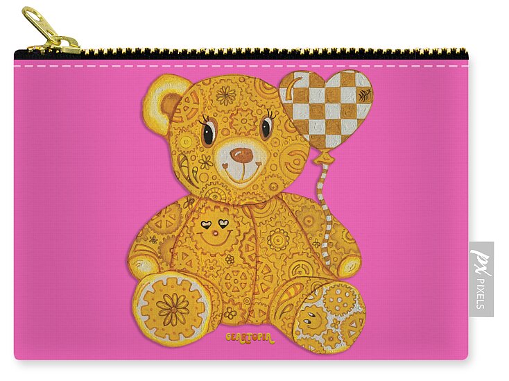 Geartopia Happy GEAR BEAR Nursery Art Teddy Bear Painting Art for Kids by MeganAroon - Zip Pouch