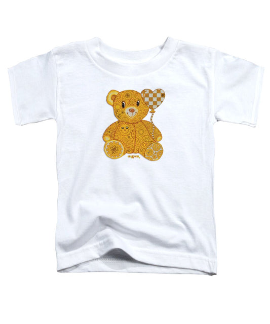 Geartopia Happy GEAR BEAR Nursery Art Teddy Bear Painting Art for Kids by MeganAroon - Toddler T-Shirt