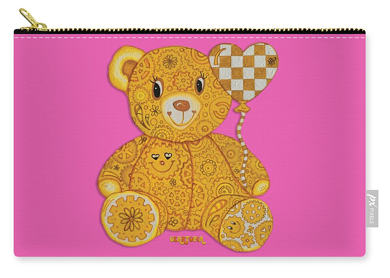 Geartopia Happy GEAR BEAR Nursery Art Teddy Bear Painting Art for Kids by MeganAroon - Zip Pouch