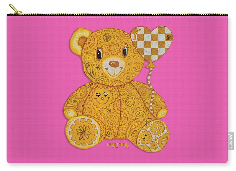 Geartopia Happy GEAR BEAR Nursery Art Teddy Bear Painting Art for Kids by MeganAroon - Zip Pouch