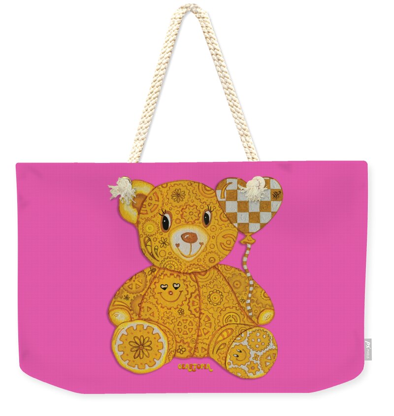 Geartopia Happy GEAR BEAR Nursery Art Teddy Bear Painting Art for Kids by MeganAroon - Weekender Tote Bag