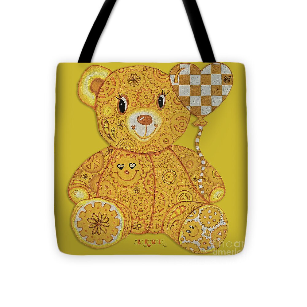 Geartopia Happy GEAR BEAR Nursery Art Teddy Bear Painting Art for Kids by MeganAroon - Tote Bag