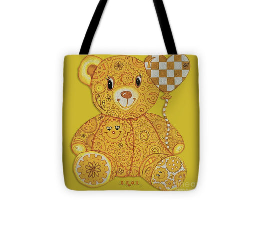 Geartopia Happy GEAR BEAR Nursery Art Teddy Bear Painting Art for Kids by MeganAroon - Tote Bag