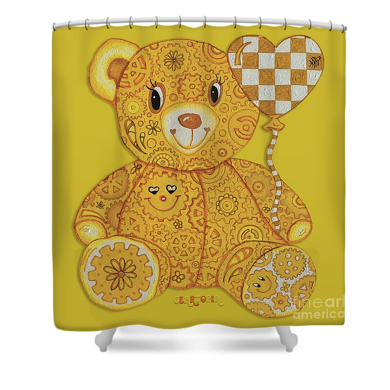 Geartopia Happy GEAR BEAR Nursery Art Teddy Bear Painting Art for Kids by MeganAroon - Shower Curtain