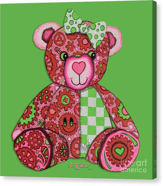 Geartopia Lovey GEAR BEAR Nursery Art Teddy Bear Painting Art for Kids by MeganAroon - Canvas Print