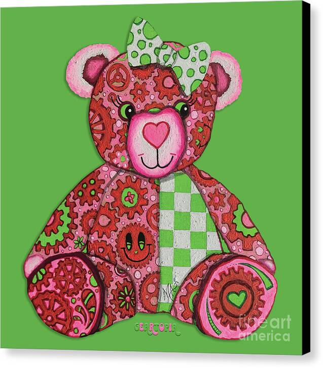 Geartopia Lovey GEAR BEAR Nursery Art Teddy Bear Painting Art for Kids by MeganAroon - Canvas Print