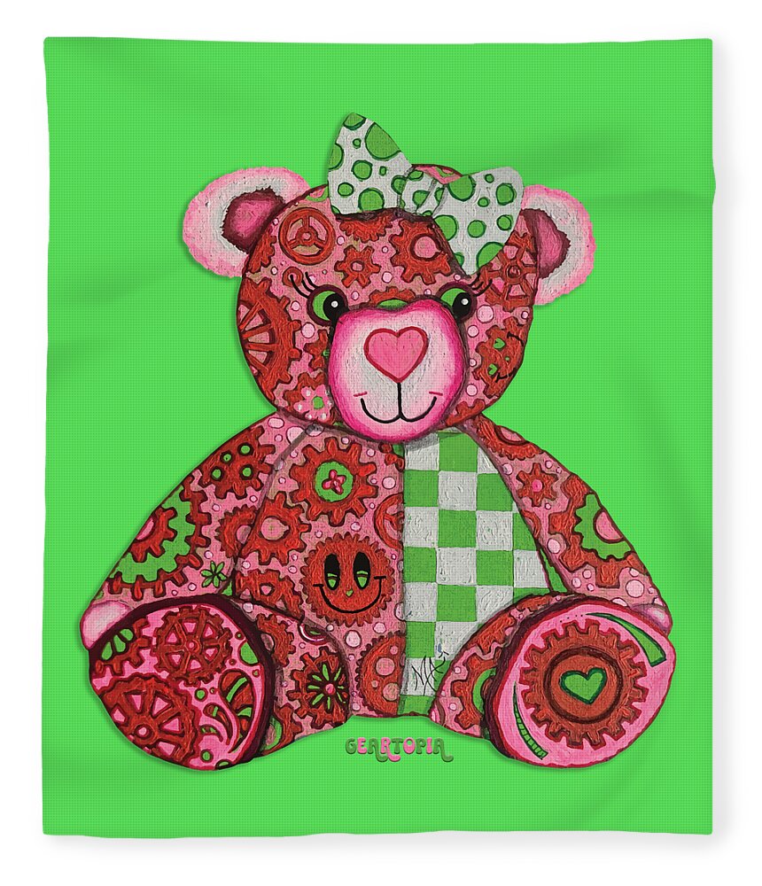 Geartopia Lovey GEAR BEAR Nursery Art Teddy Bear Painting Art for Kids by MeganAroon - Blanket