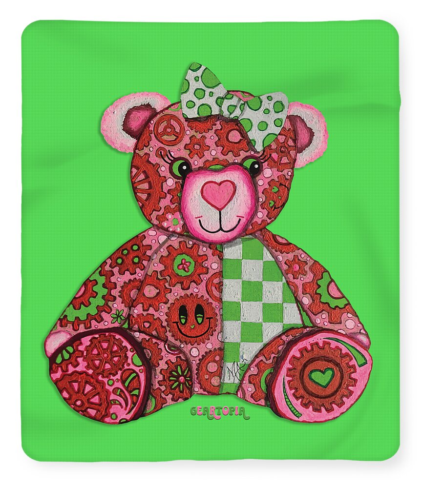 Geartopia Lovey GEAR BEAR Nursery Art Teddy Bear Painting Art for Kids by MeganAroon - Blanket