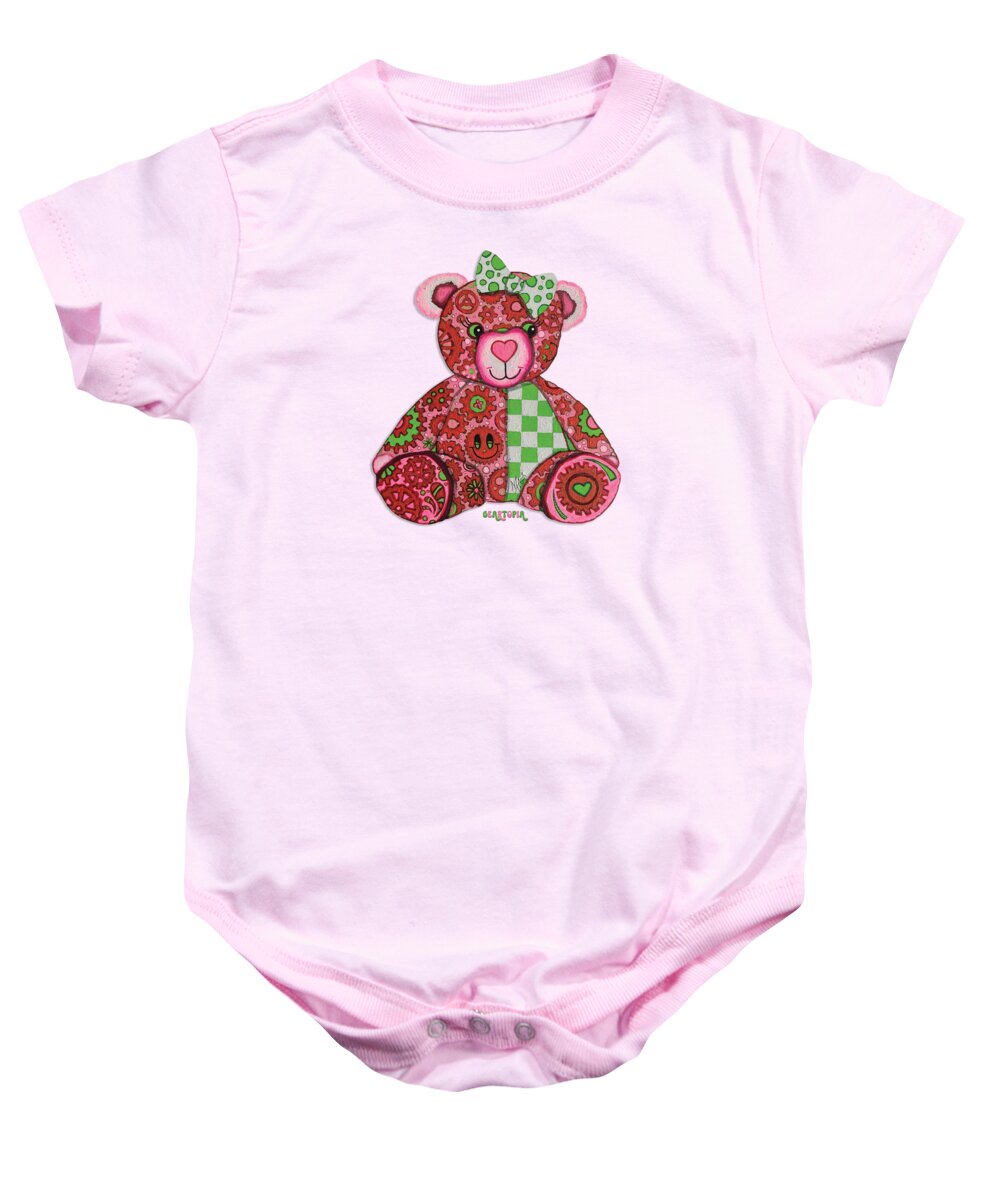 Geartopia Lovey GEAR BEAR Nursery Art Teddy Bear Painting Art for Kids by MeganAroon - Baby Onesie