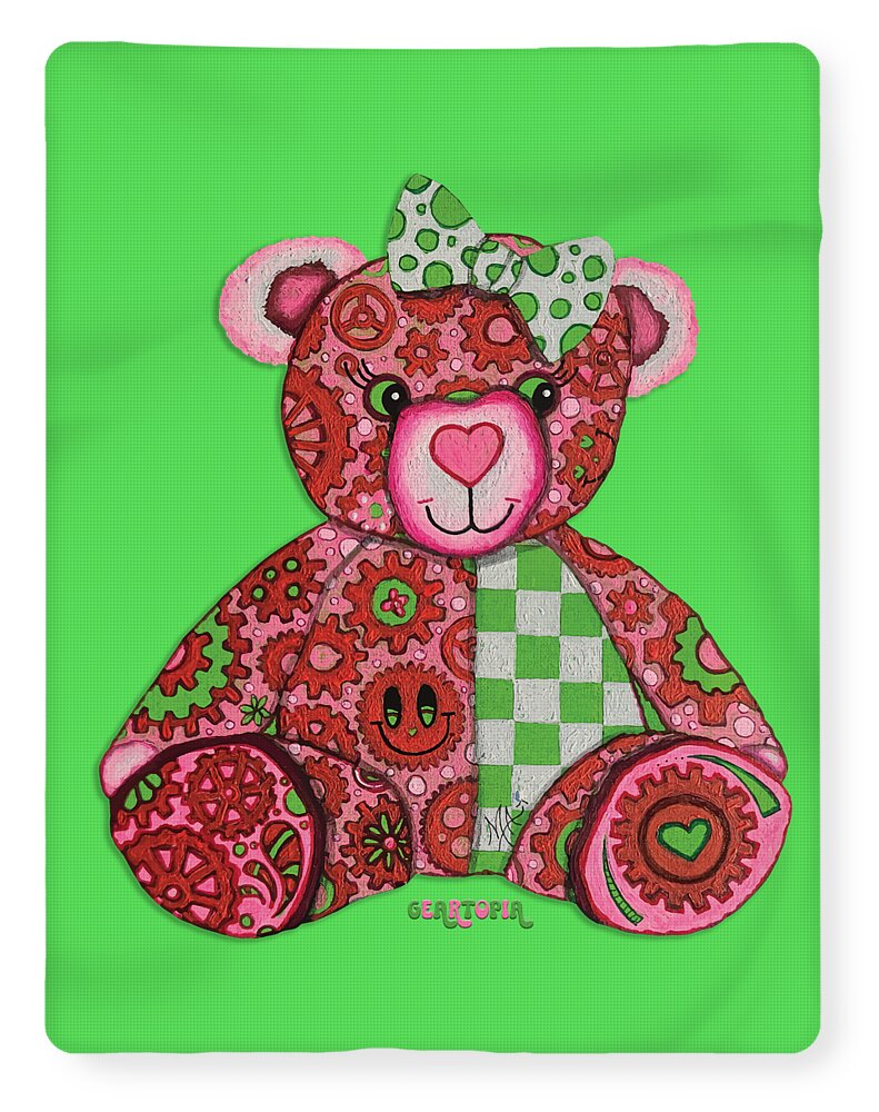 Geartopia Lovey GEAR BEAR Nursery Art Teddy Bear Painting Art for Kids by MeganAroon - Blanket