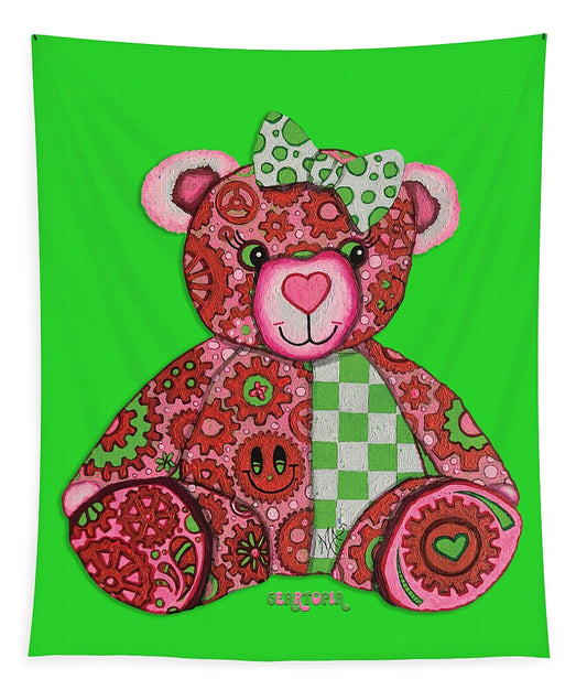 Geartopia Lovey GEAR BEAR Nursery Art Teddy Bear Painting Art for Kids by MeganAroon - Tapestry