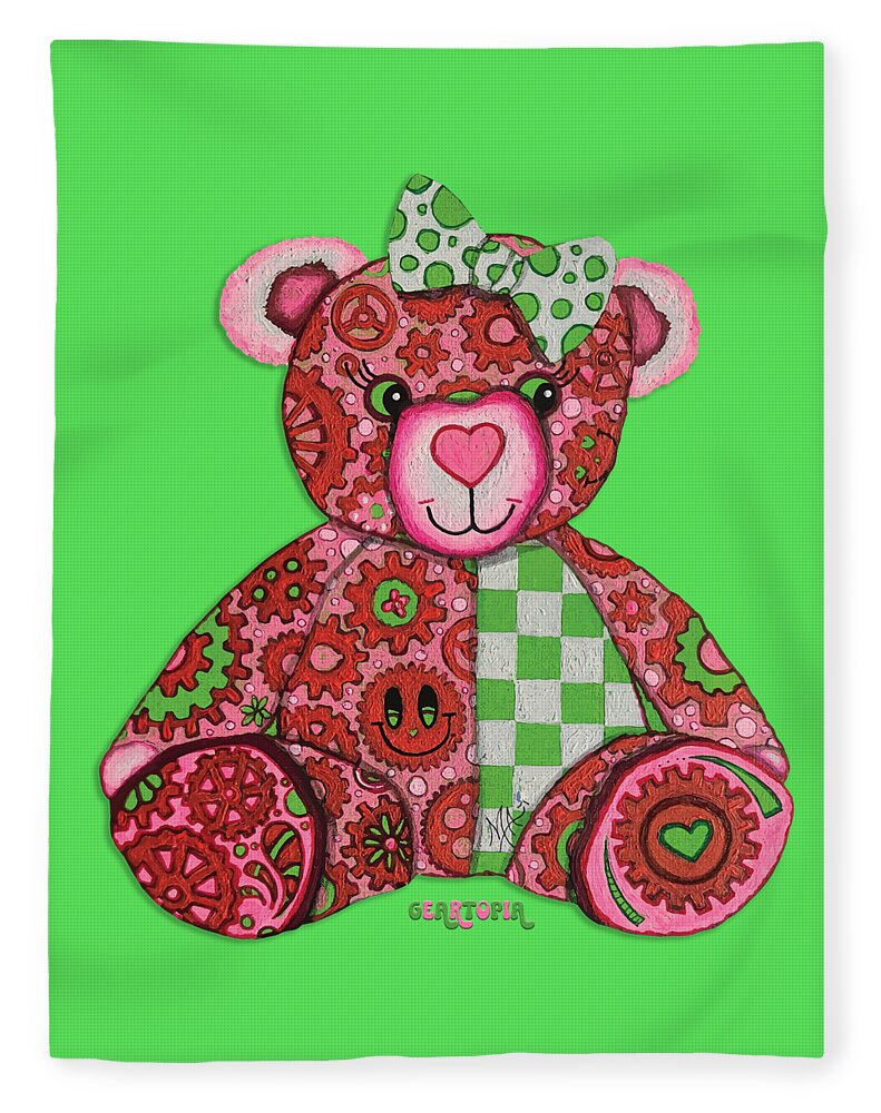 Geartopia Lovey GEAR BEAR Nursery Art Teddy Bear Painting Art for Kids by MeganAroon - Blanket