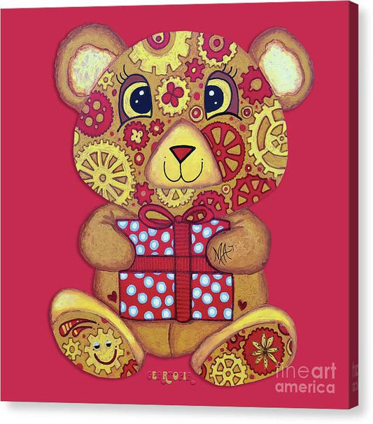 Geartopia Pressie GEAR BEAR Nursery Art Teddy Bear Present Painting Art for Kids by MeganAroon - Canvas Print