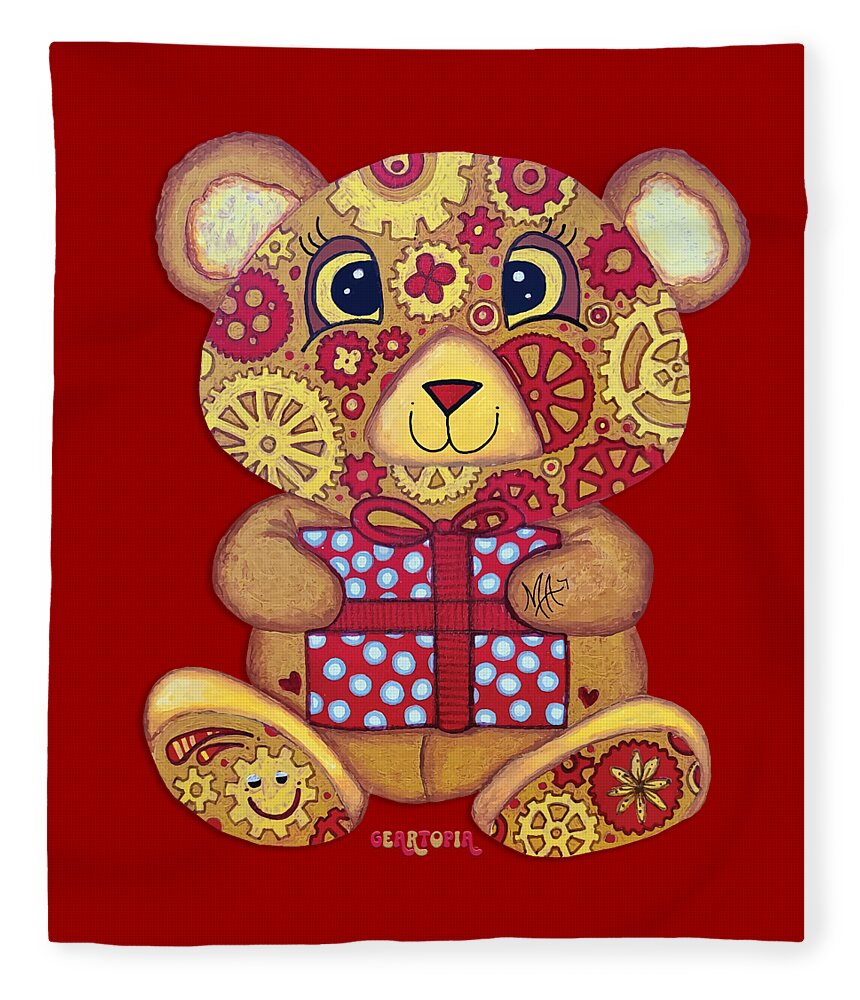 Geartopia Pressie GEAR BEAR Nursery Art Teddy Bear Present Painting Art for Kids by MeganAroon - Blanket