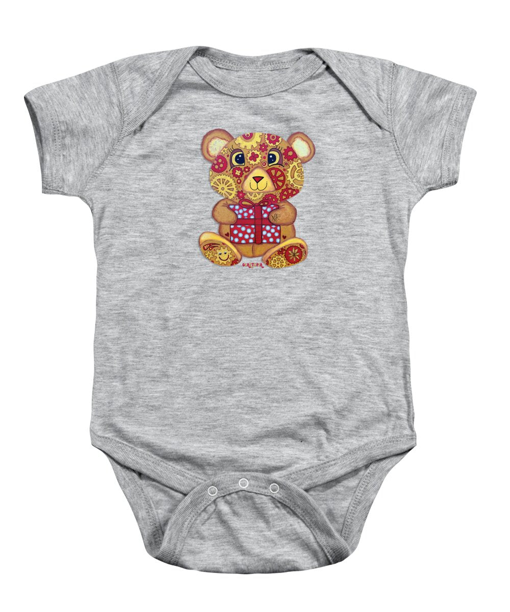 Geartopia Pressie GEAR BEAR Nursery Art Teddy Bear Present Painting Art for Kids by MeganAroon - Baby Onesie