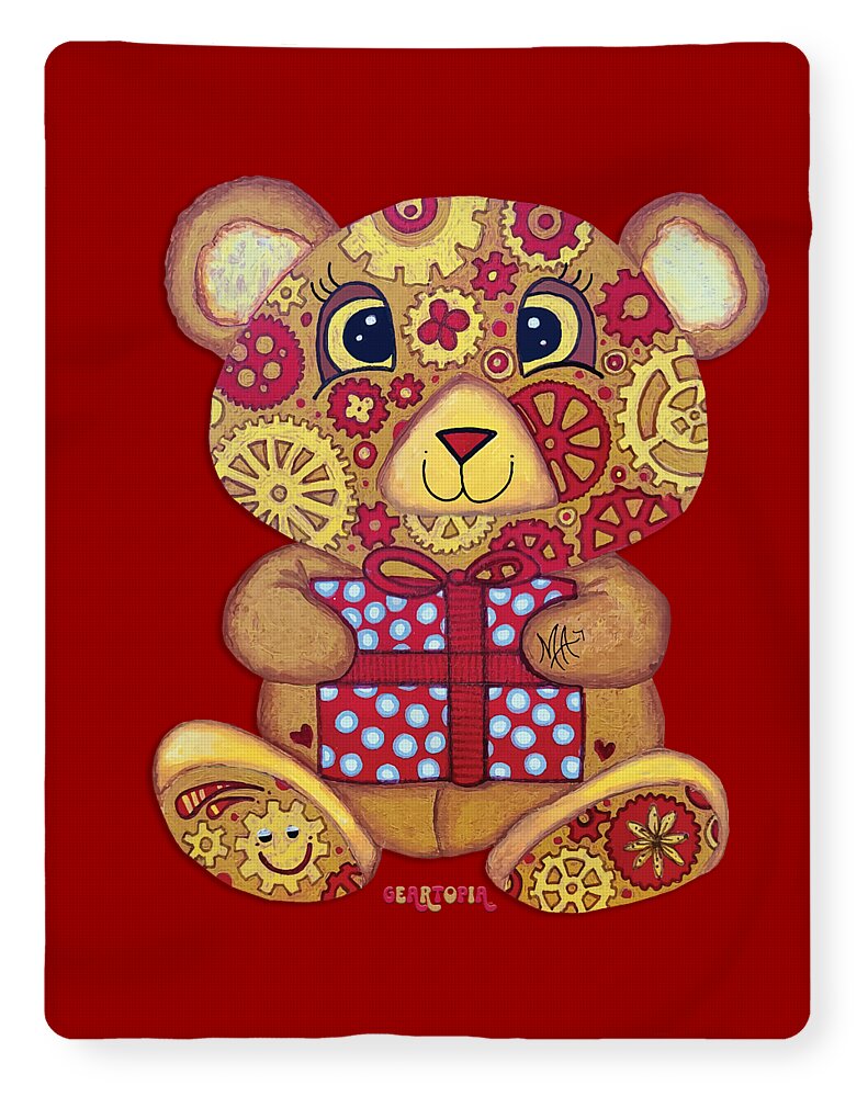 Geartopia Pressie GEAR BEAR Nursery Art Teddy Bear Present Painting Art for Kids by MeganAroon - Blanket