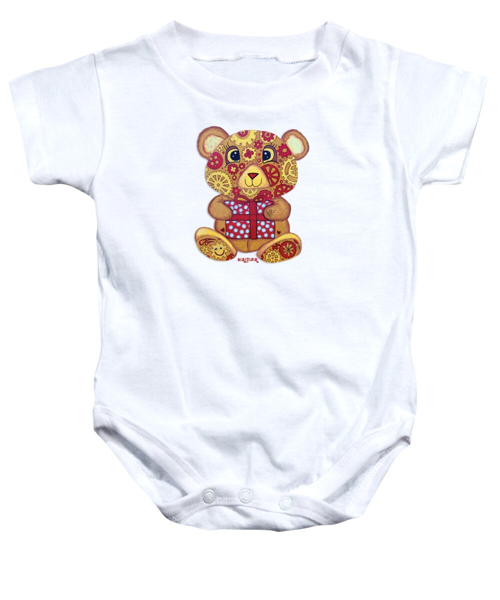 Geartopia Pressie GEAR BEAR Nursery Art Teddy Bear Present Painting Art for Kids by MeganAroon - Baby Onesie