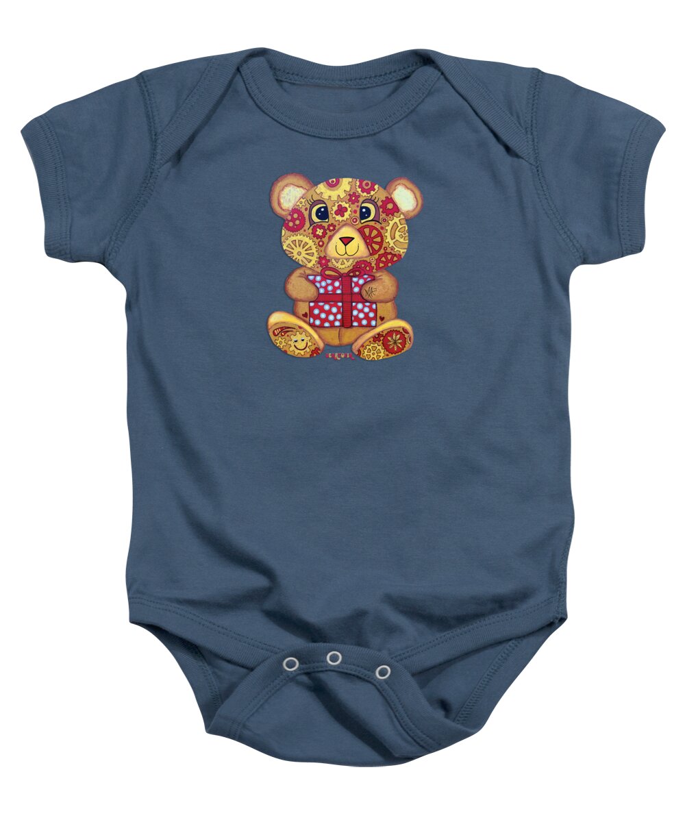 Geartopia Pressie GEAR BEAR Nursery Art Teddy Bear Present Painting Art for Kids by MeganAroon - Baby Onesie