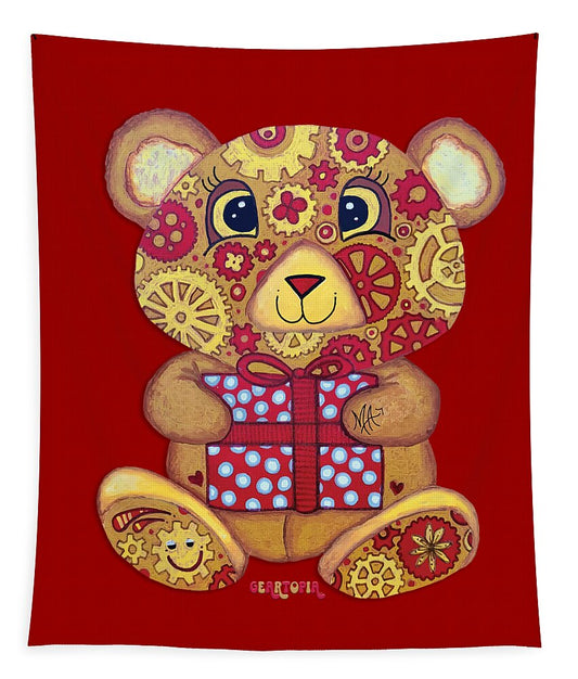 Geartopia Pressie GEAR BEAR Nursery Art Teddy Bear Present Painting Art for Kids by MeganAroon - Tapestry